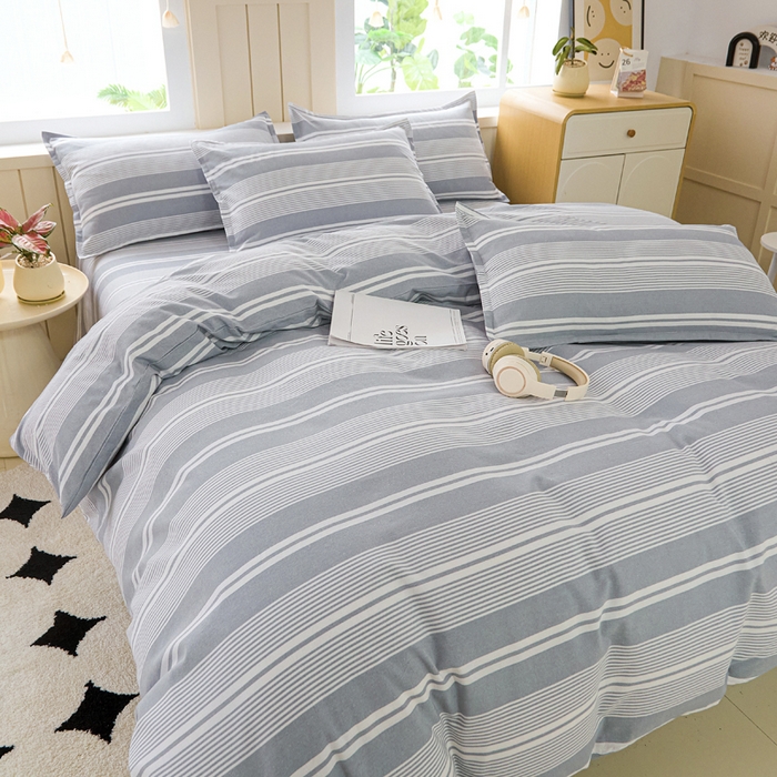 91家纺网 家纺一手货源 找家纺 首爱家纺 2025新款色织老粗布四件套全棉四件套纯棉四件套 浅陌