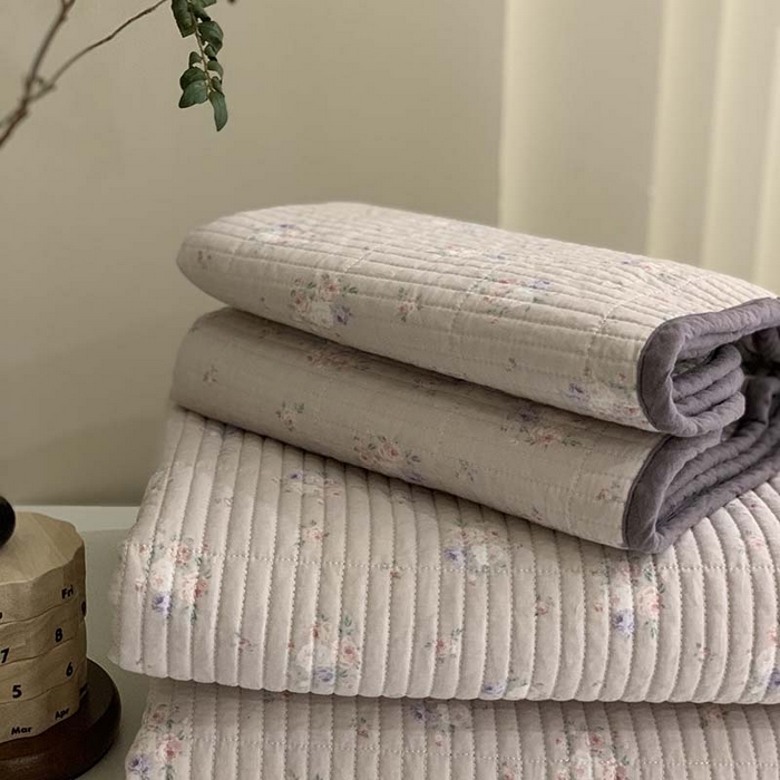 91家纺网 家纺一手货源 找家纺 汇庭 2025新款全棉床盖三件套-实拍 紫落日