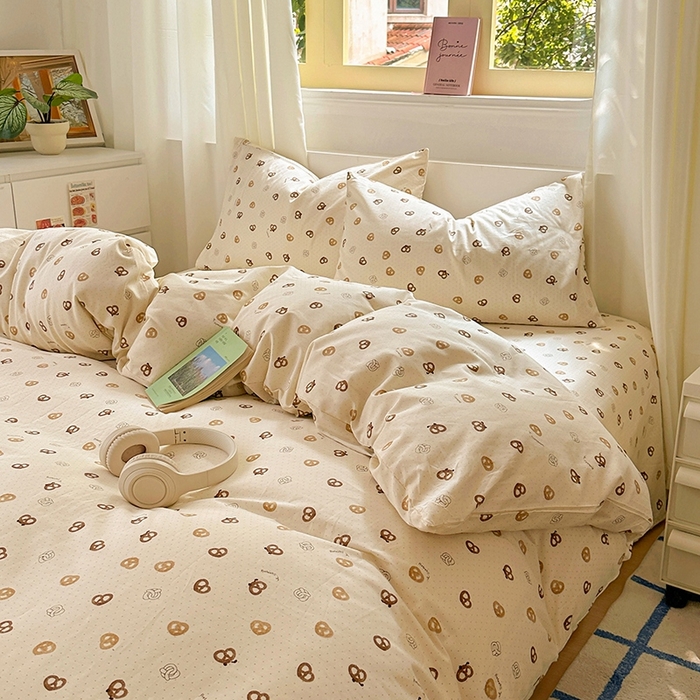 91家纺网 家纺一手货源 找家纺 田野2025新款13372全A全棉四件套 曲奇