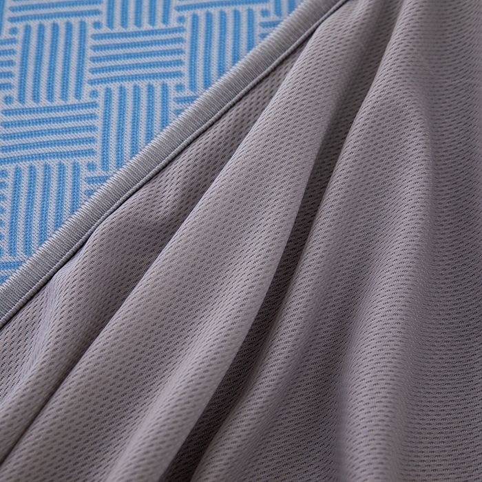 91家纺网 家纺一手货源 找家纺 凌云家纺  2025新款提花凉感冰丝席床笠款三明治凉席三件套 菱格-蓝