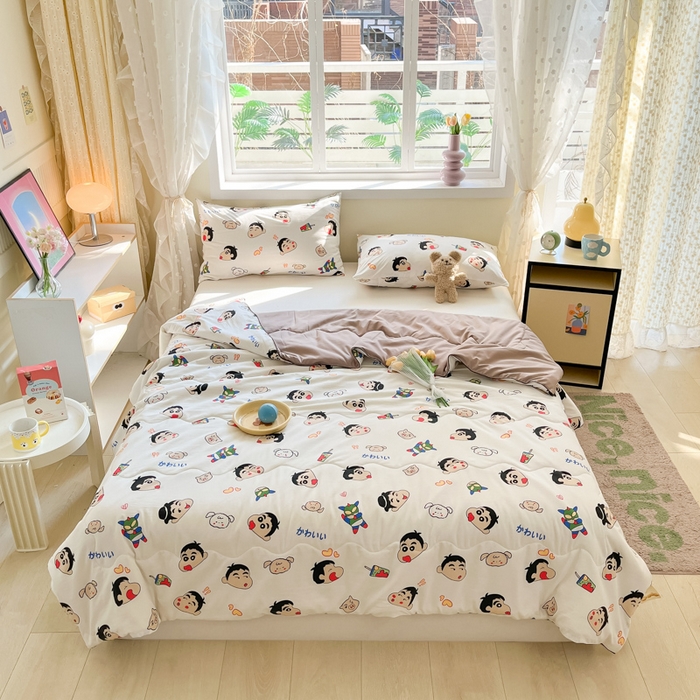 91家纺网 家纺一手货源 找家纺 贝扬思家纺 2025新款水洗皱皱纱系列夏被-系列二 趣味小新