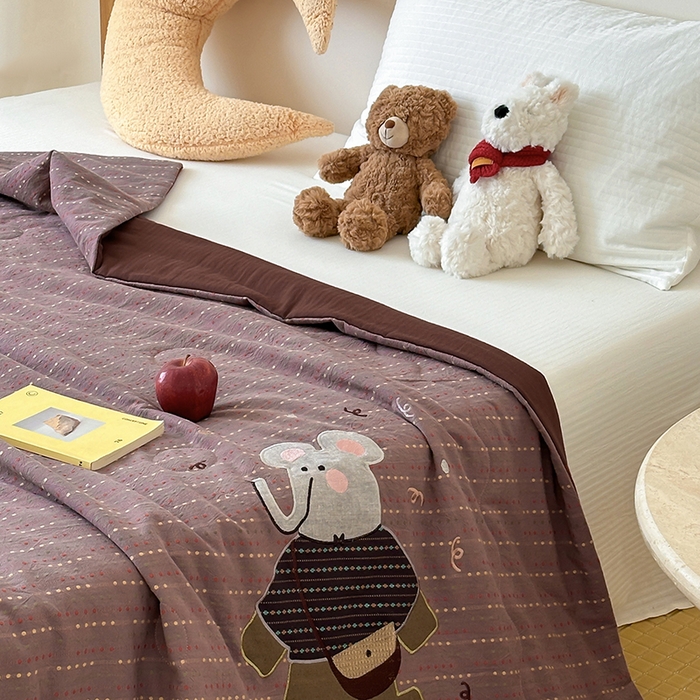 91家纺网 家纺一手货源 找家纺 月夏 2025新款全棉色织提花新疆棉花夏被被子被芯-彩点律动 彩点律动-紫色