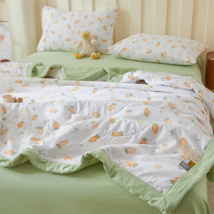 91家纺网 家纺一手货源 找家纺 2025新款小花款新疆棉花夏被【棉花含量100%】夏季空调被薄被子可机洗夏凉被 胡萝卜