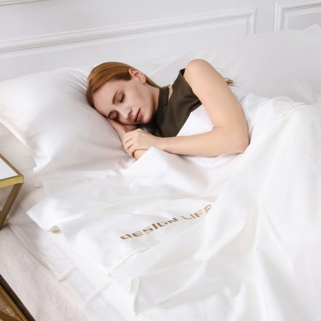 91家纺网 家纺一手货源 找家纺 佳汐蓝家纺 2025新款60支全棉纯色隔脏睡袋 浩渺白