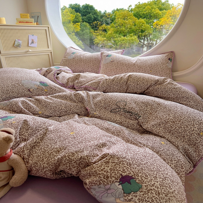 91家纺网 家纺一手货源 找家纺 葡萄家 2025爆款高克重彩色三角针A类针织双层纱四件套 提供买家秀 安娜小姐