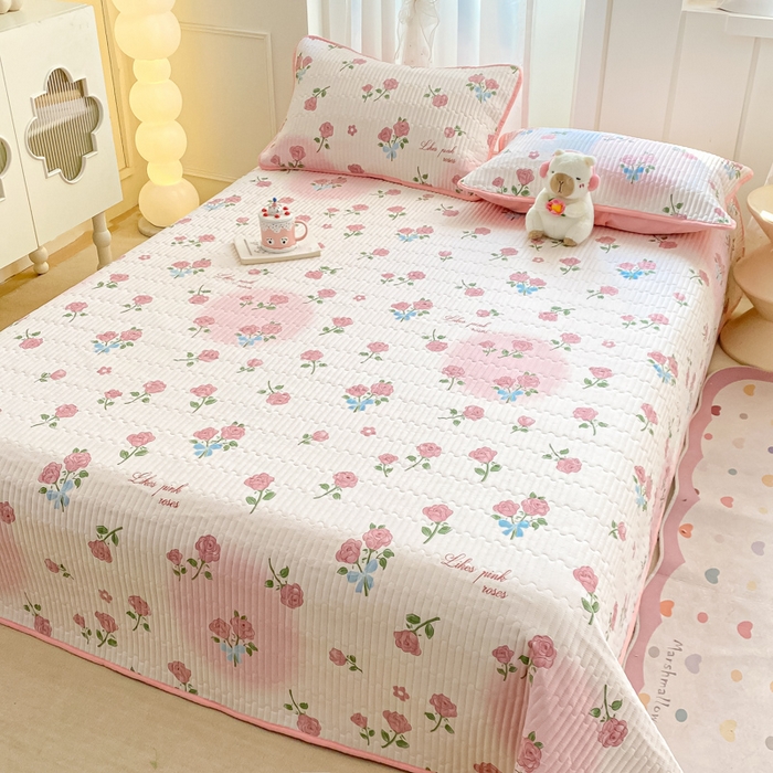 91家纺网 家纺一手货源 找家纺 顺顺家纺 2025新款全棉卡通夹棉床盖 浪漫小花