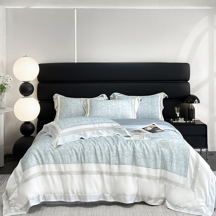 91家纺网 家纺一手货源 找家纺 高端轻奢A类母婴级兰精天丝全工艺刺绣四件套高端真丝夏季丝滑裸睡床上用品  维曼-香颂绿