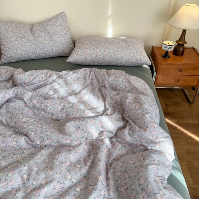 91家纺网 家纺一手货源 找家纺 曲之慕2025新款A类母婴级有氧全棉纯棉双层纱印花四件套 莉雅-绿