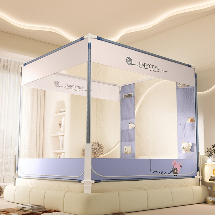 91家纺网 家纺一手货源 找家纺 （总）青竹苑 2025新款围栏支架口袋款坐床防摔蚊帐