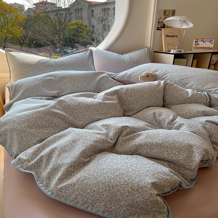 91家纺网 家纺一手货源 找家纺 葡萄家 2025爆款高克重彩色三角针A类针织双层纱四件套 提供买家秀 三寻