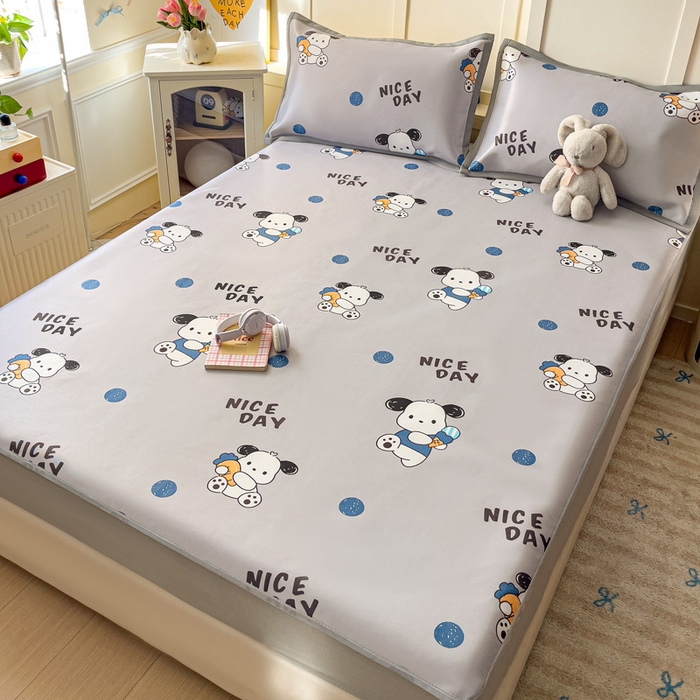 91家纺网 家纺一手货源 找家纺 富馨莱 2025新款床笠款冰藤印花凉席A类抗菌冰丝席支持定制尺寸 乖乖狗