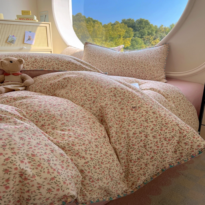 91家纺网 家纺一手货源 找家纺 葡萄家 2025爆款高克重彩色三角针A类针织双层纱四件套 提供买家秀 小森屿