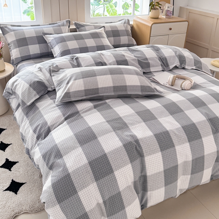 91家纺网 家纺一手货源 找家纺 首爱家纺 2025新款色织老粗布四件套全棉四件套纯棉四件套 北柒