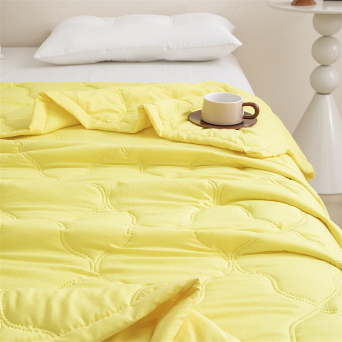 91家纺网 家纺一手货源 找家纺 梵心家纺 2025新款直播热款印花夏凉被空调被被子被芯水洗棉夏被 黄色