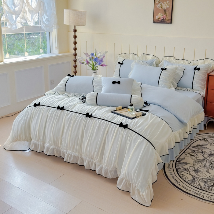 91家纺网 家纺一手货源 找家纺 狂想家（床边故事）2025赛琳法式高定四件套 赛琳晴空兰