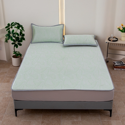 91家纺网 家纺一手货源 找家纺 （总）凌云家纺  2025新款提花凉感冰丝席床笠款三明治凉席三件套