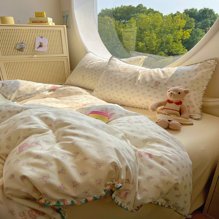 91家纺网 家纺一手货源 找家纺 葡萄家 2025爆款高克重彩色三角针A类针织双层纱四件套 提供买家秀 约克夏夏