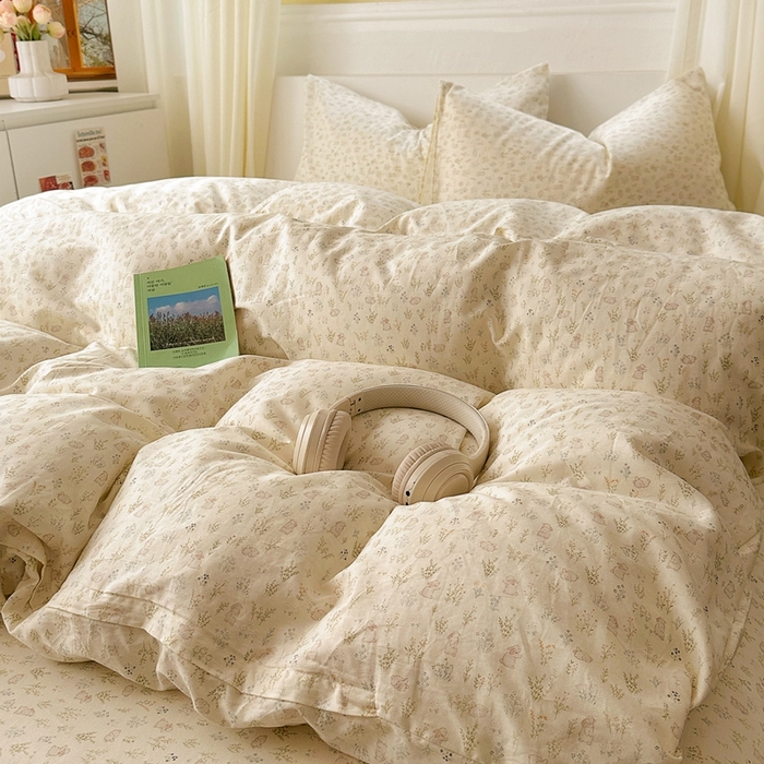 91家纺网 家纺一手货源 找家纺 田野2025新款13372全A全棉四件套 丛林兔