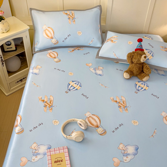 91家纺网 家纺一手货源 找家纺 富馨莱 2025新款床笠款冰藤印花凉席A类抗菌冰丝席支持定制尺寸 星空探险家