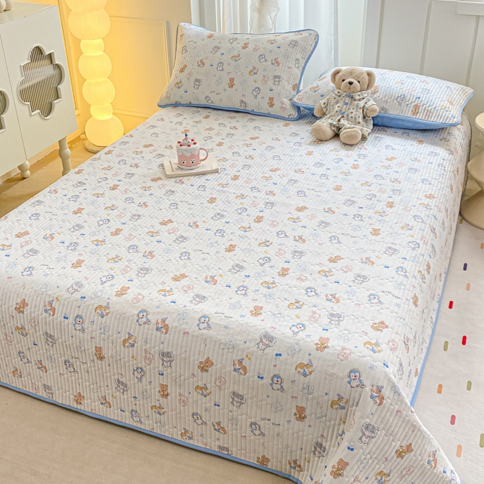 91家纺网 家纺一手货源 找家纺 顺顺家纺 2025新款全棉卡通夹棉床盖 萌宠大会