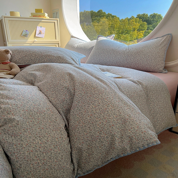 91家纺网 家纺一手货源 找家纺 葡萄家 2025爆款高克重彩色三角针A类针织双层纱四件套 提供买家秀 三寻