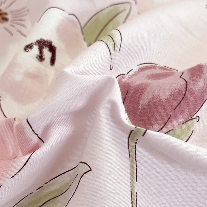 91家纺网 家纺一手货源 找家纺 大吉 2025新款100全棉纯棉喷气小清新被套四件套纯棉三件套床笠四件套单被套单枕套 幸福时光