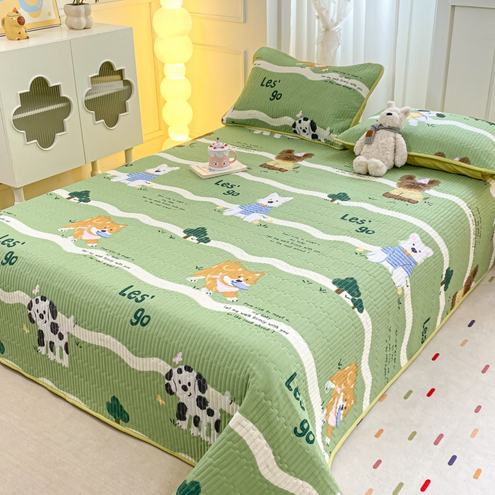 91家纺网 家纺一手货源 找家纺 顺顺家纺 2025新款全棉卡通夹棉床盖 萌宠乐园