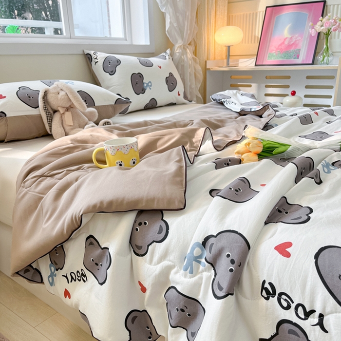 91家纺网 家纺一手货源 找家纺 贝扬思家纺 2025新款水洗皱皱纱系列夏被-系列二 曲奇碎卷卷