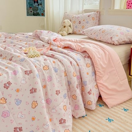 91家纺网 家纺一手货源 找家纺 （总）慕尚家纺 2025新款水洗棉花边工艺羽丝棉卡通系列夏被