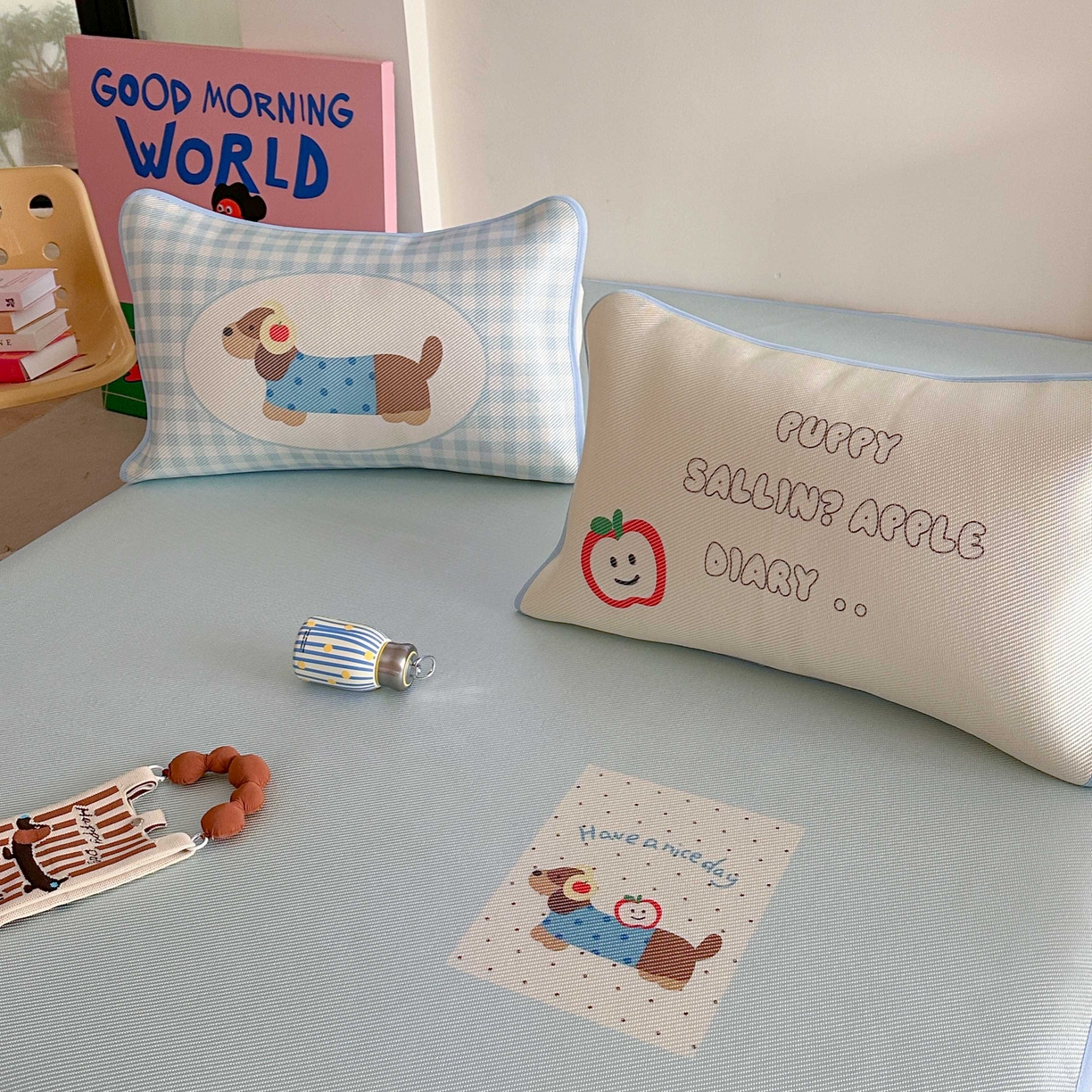 91家纺网 家纺一手货源 找家纺 美乐迪家纺 2025新款数码印花养生冰藤凉席 居家腊肠狗