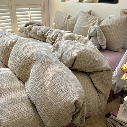 91家纺网 家纺一手货源 找家纺 （总）田野2025新款全棉皱皱纱四件套