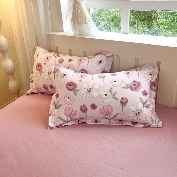 91家纺网 家纺一手货源 找家纺 大吉 2025新款100全棉纯棉喷气小清新被套四件套纯棉三件套床笠四件套单被套单枕套 幸福时光