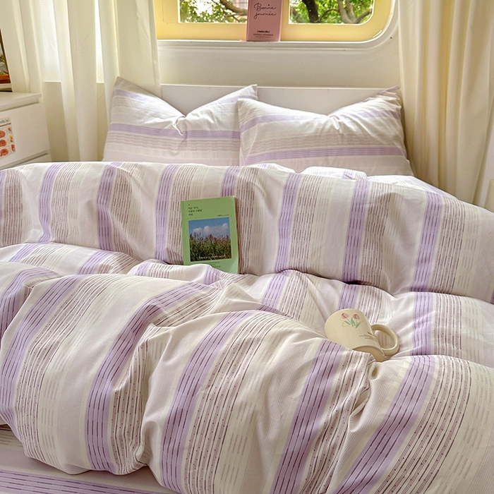 91家纺网 家纺一手货源 找家纺 田野2025新款13372全A全棉四件套 紫椰千层