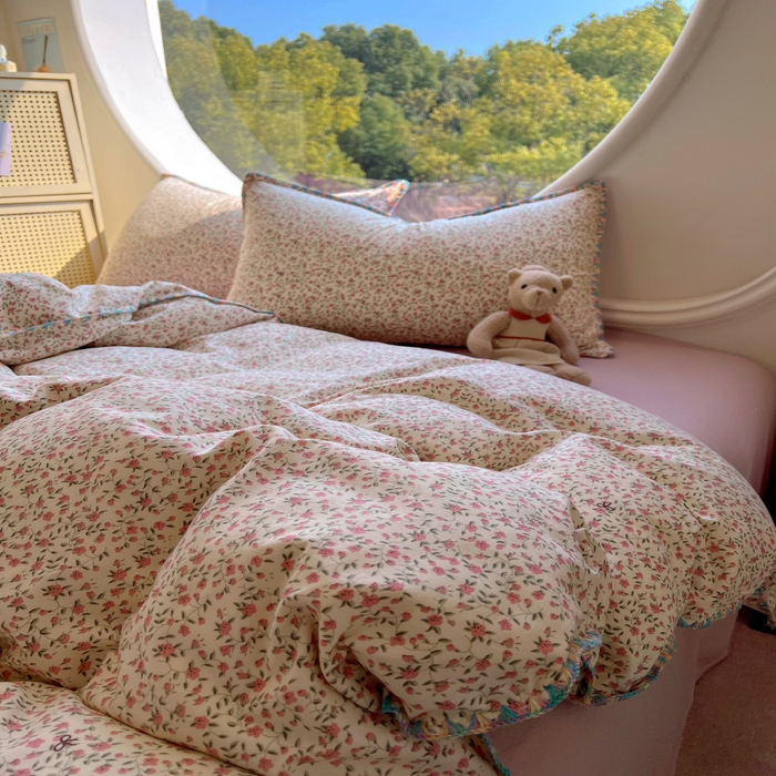 91家纺网 家纺一手货源 找家纺 葡萄家 2025爆款高克重彩色三角针A类针织双层纱四件套 提供买家秀 小森屿