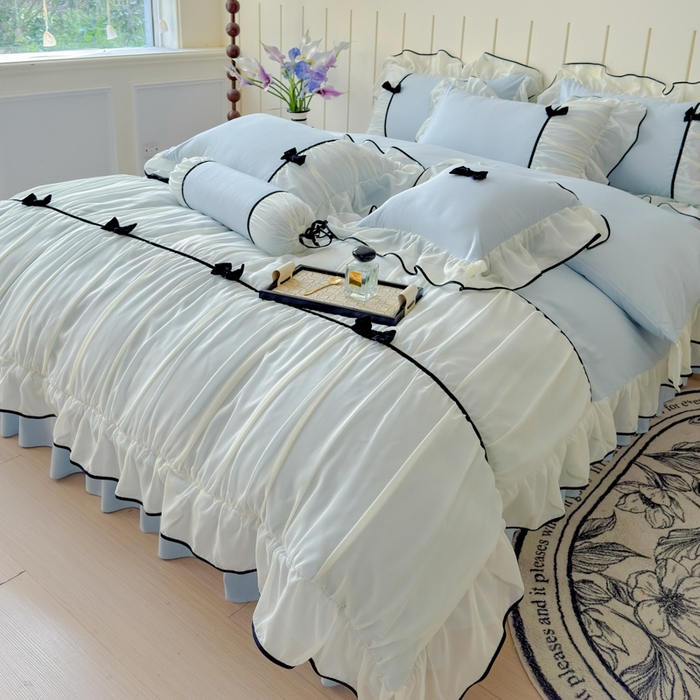 91家纺网 家纺一手货源 找家纺 狂想家（床边故事）2025赛琳法式高定四件套 赛琳晴空兰