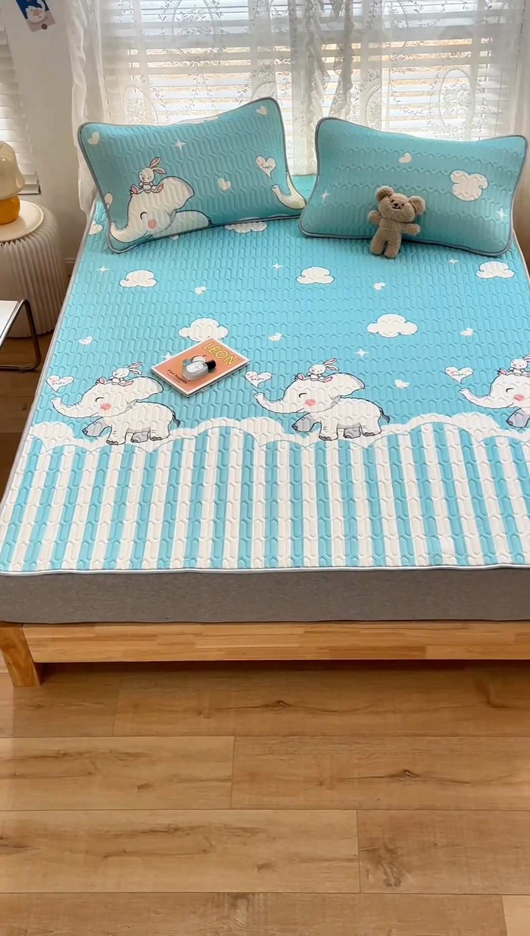 91家纺网 家纺一手货源 找家纺 默忆 2025新款凉感丝印花乳胶凉席 大白象