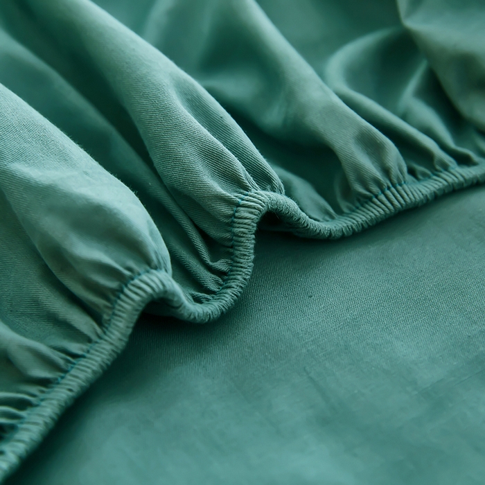 91家纺网 家纺一手货源 找家纺 艾橙家纺 2025新款正宗133x72喷气织造全棉纯棉纯色床笠三件套 浅石兰