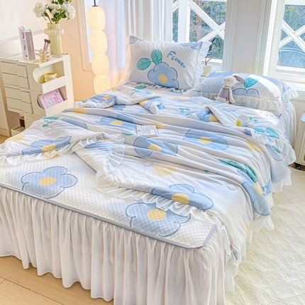 康纳利2025新款A类冰豆豆床裙款凉席夏被四件套凉感丝空调被送买家秀 花语