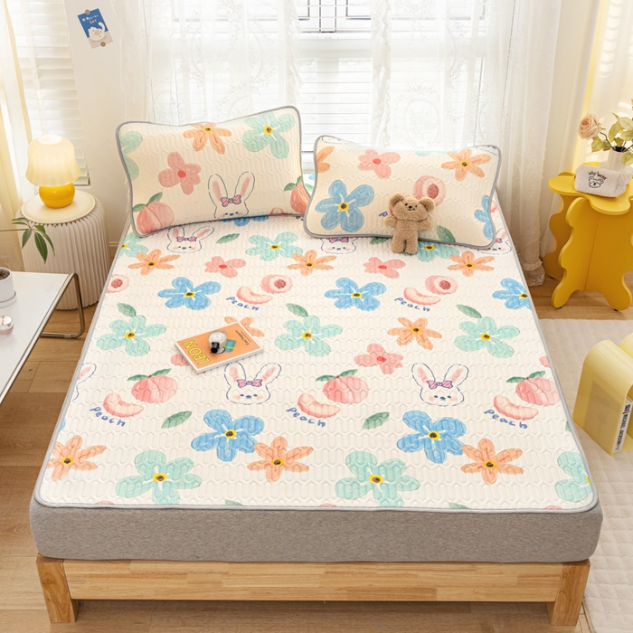 91家纺网 家纺一手货源 找家纺 默忆 2025新款凉感丝印花乳胶凉席 夏天味道