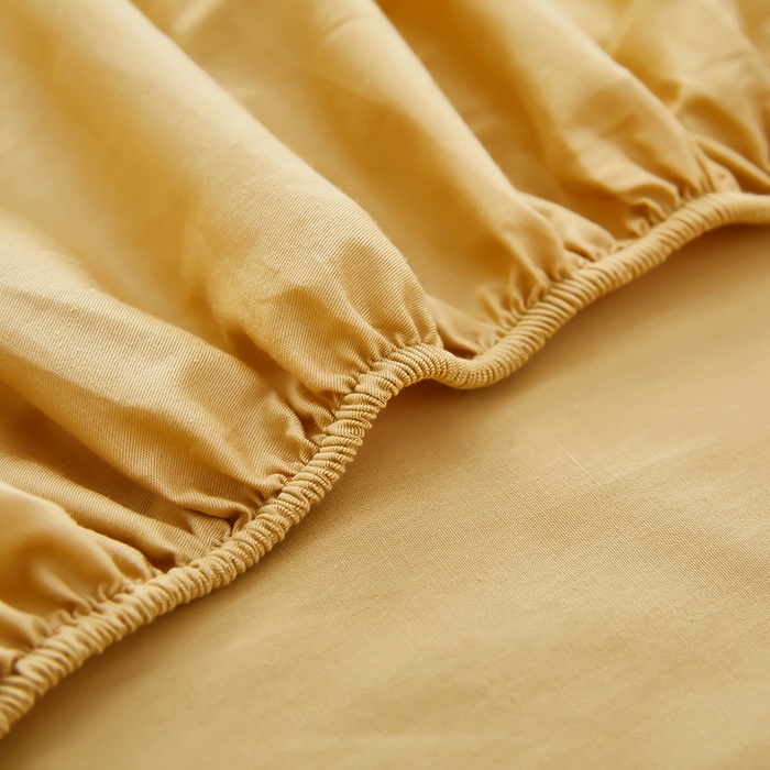 91家纺网 家纺一手货源 找家纺 艾橙家纺 2025新款正宗133x72喷气织造全棉纯棉纯色床笠三件套 米驼色