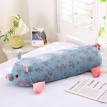 91家纺网 家纺一手货源 找家纺 2025开心猪全棉双层纱卡通儿童枕芯成人荞麦枕头 天蓝