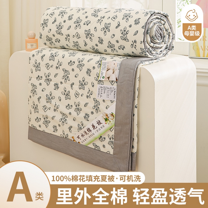 91家纺网 家纺一手货源 找家纺 锦鹭被业 2025新款A类里外全棉印花夏被 草莓园