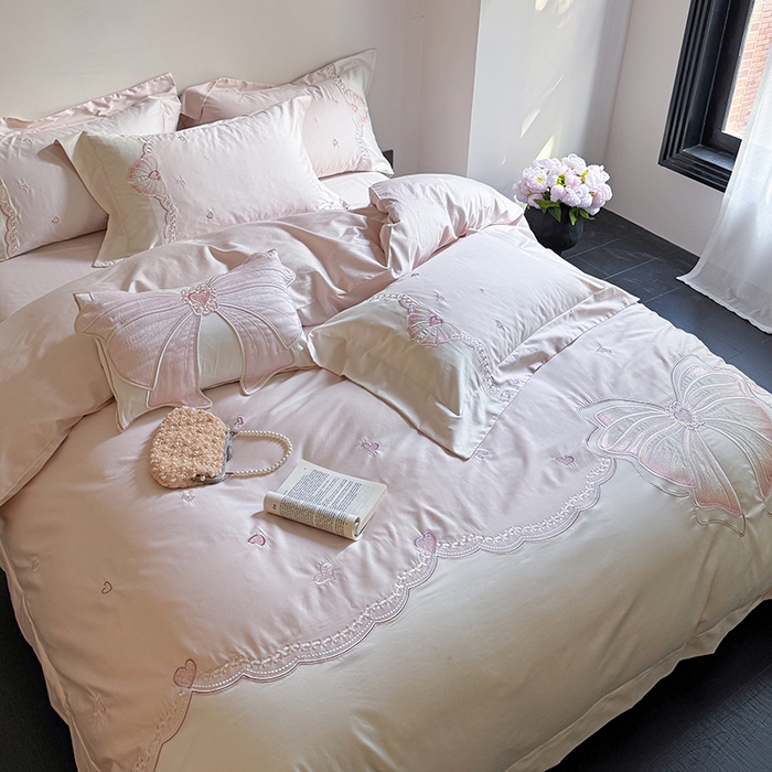 91家纺网 家纺一手货源 找家纺 优悦生活馆 2025新款全棉新疆长绒棉四件套-恋恋时光 控价 恋恋时光-仙女粉