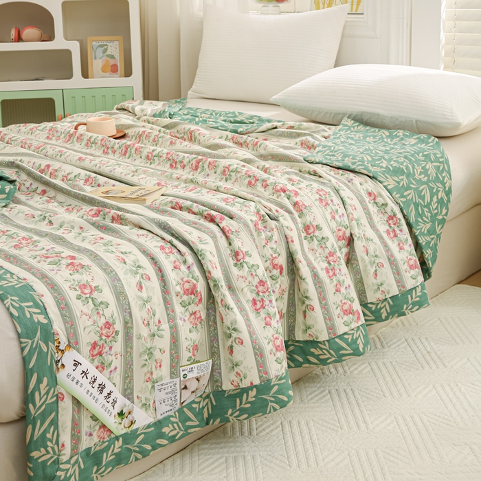 91家纺网 家纺一手货源 找家纺 锦鹭被业 2025新款A类里外全棉印花夏被 栀香海棠