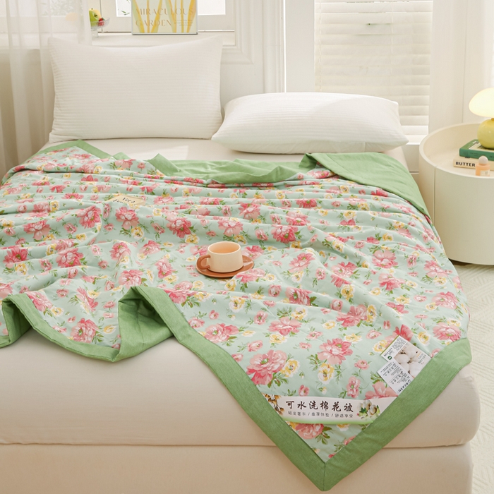 91家纺网 家纺一手货源 找家纺 锦鹭被业 2025新款A类里外全棉印花夏被 花团锦簇