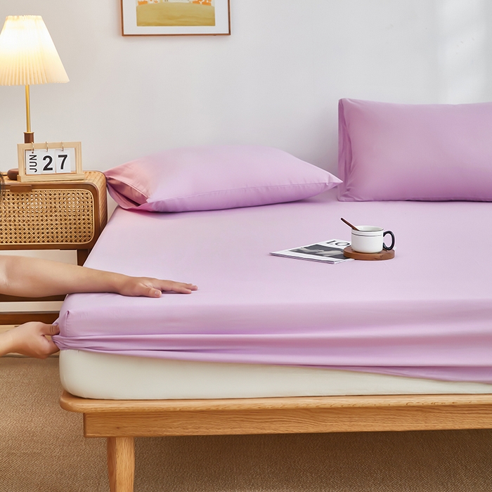 91家纺网 家纺一手货源 找家纺 （总）艾橙家纺 2025新款正宗133x72喷气织造全棉纯棉纯色床笠三件套