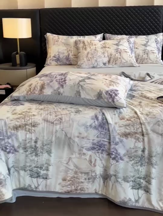 91家纺网 家纺一手货源 找家纺 花满路 2025新款成人夏被 兰亭