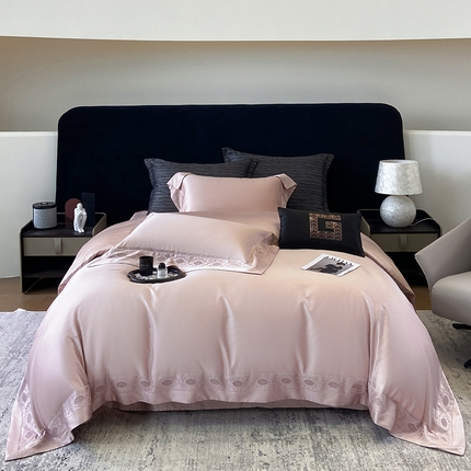 若未家居 LOVEWE HOUSE 2025新款天丝棉法式镂空赫本风精致女性款四件套--斯嘉丽 斯嘉丽-粉