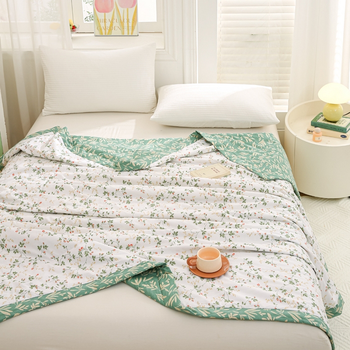 91家纺网 家纺一手货源 找家纺 锦鹭被业 2025新款A类里外全棉印花夏被 兰黛