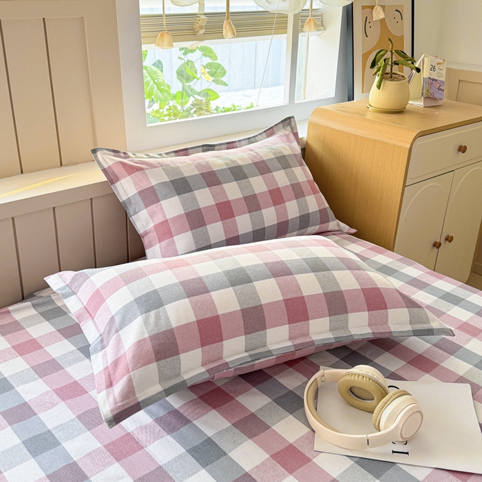 91家纺网 家纺一手货源 找家纺 2025新款全棉色织老粗布单床单 花格